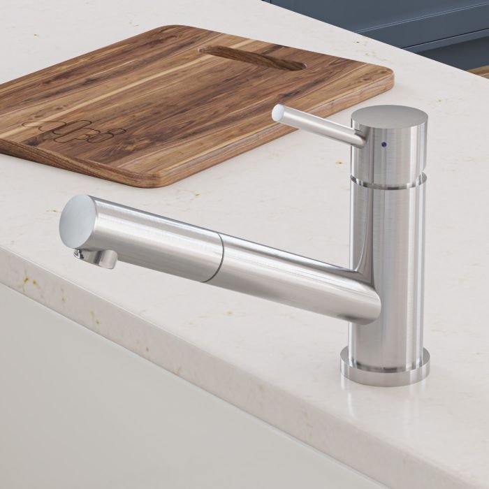 Solid Stainless Steel Pull Out Swivel Kitchen Faucet
