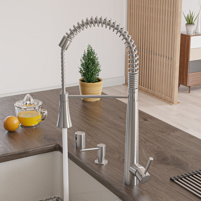Solid Stainless Steel Commercial Spring Kitchen Faucet