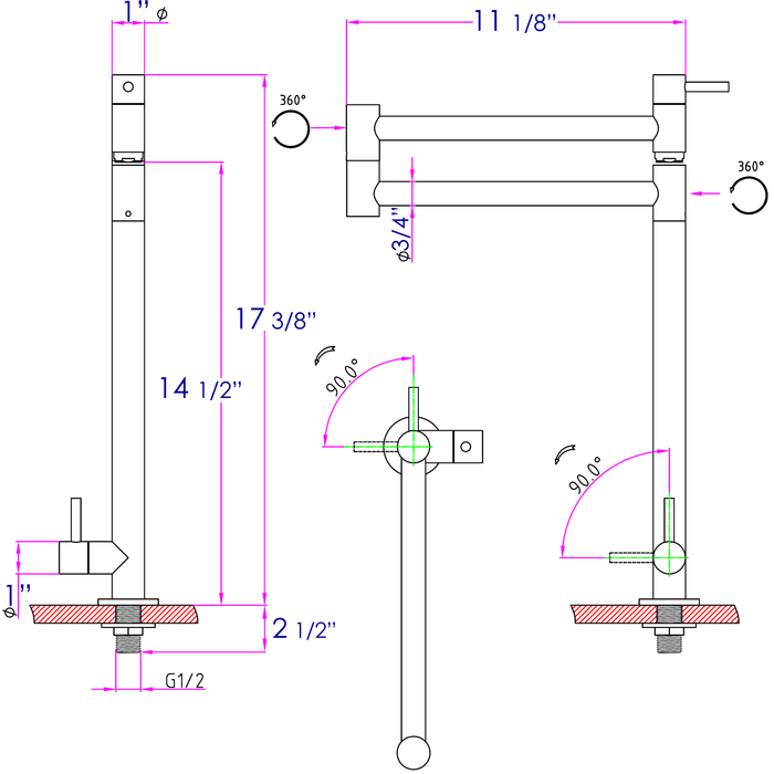 Stainless Steel Retractable Pot Filler Faucet