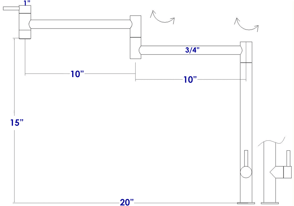 Stainless Steel Retractable Pot Filler Faucet