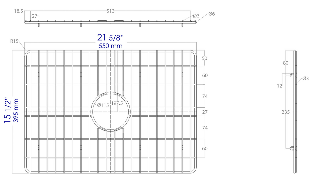 Solid Stainless Steel Kitchen Sink Grid for ABF2418 Sink