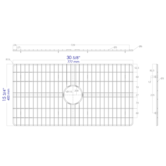 Solid Stainless Steel Kitchen Sink Grid for ABF3318S Sink