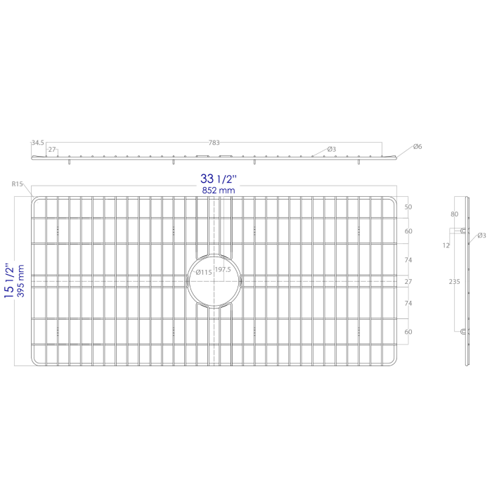 Solid Stainless Steel Kitchen Sink Grid for ABF3618 Sink