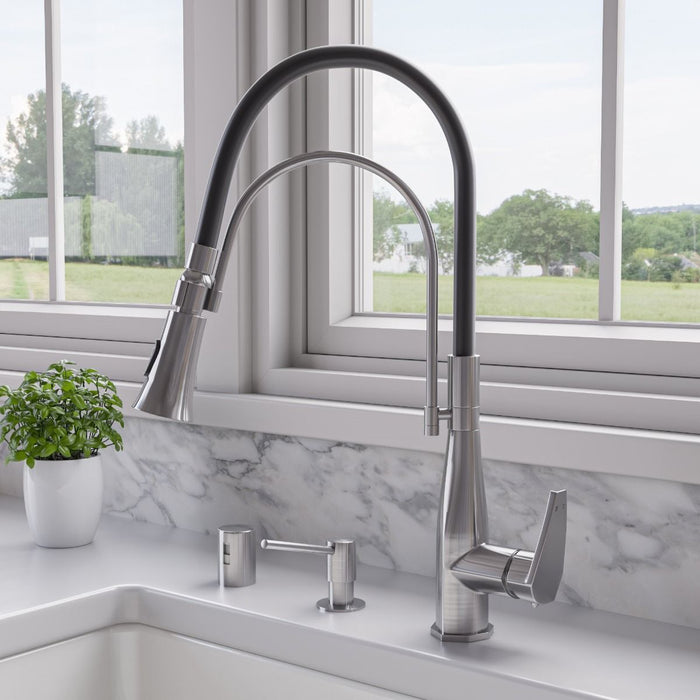 Kitchen Faucet with Black Rubber Stem