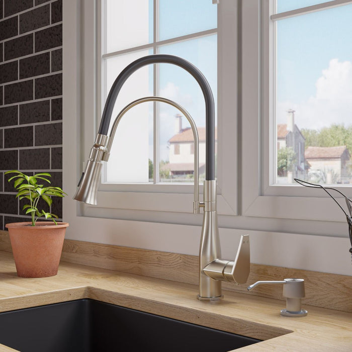 Kitchen Faucet with Black Rubber Stem