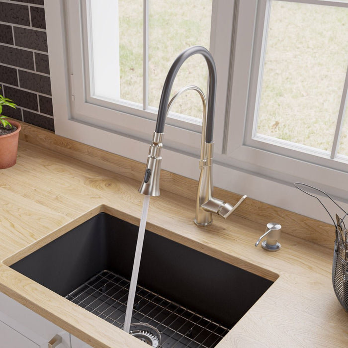 Kitchen Faucet with Black Rubber Stem