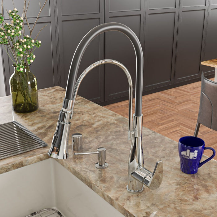 Kitchen Faucet with Black Rubber Stem