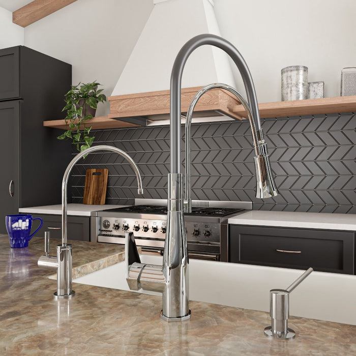 Kitchen Faucet with Black Rubber Stem