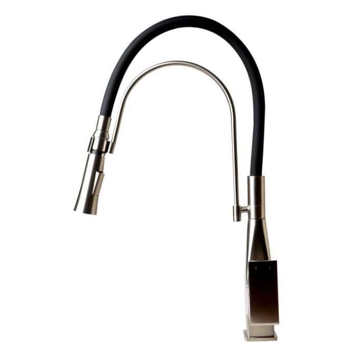 Square Kitchen Faucet with Black Rubber Stem