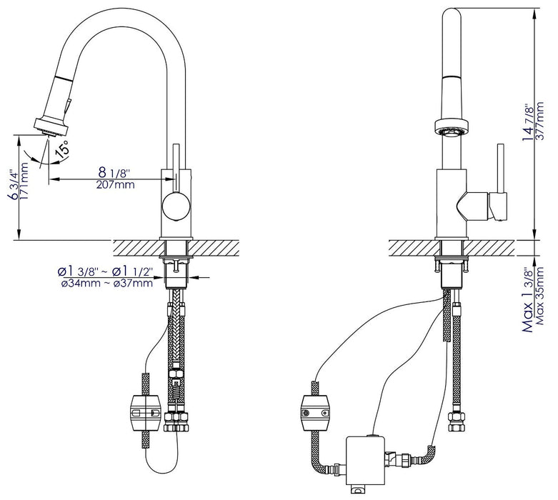Sensor Gooseneck Pull Down Kitchen Faucet