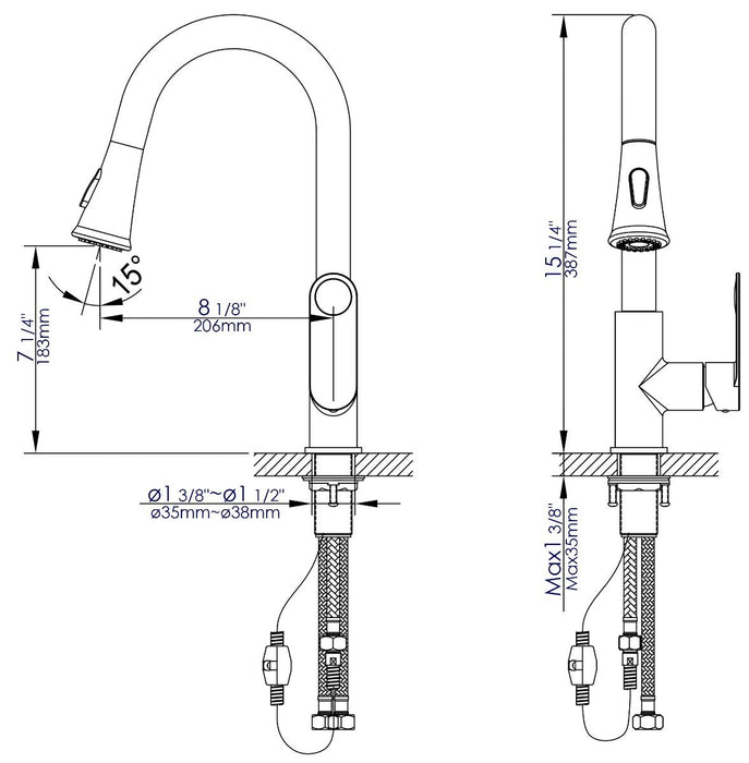 Gooseneck Pull Down Kitchen Faucet