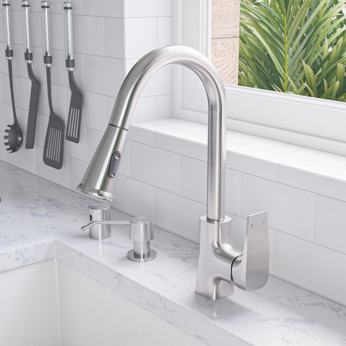Square Gooseneck Pull Down Kitchen Faucet