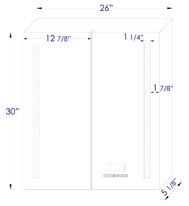 26" x 30" Double Door LED Light Bluetooth Medicine Cabinet