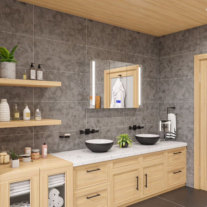 42" x 28" Triple Door LED Light Bluetooth Medicine Cabinet