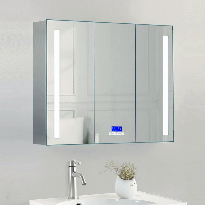 42" x 28" Triple Door LED Light Bluetooth Medicine Cabinet