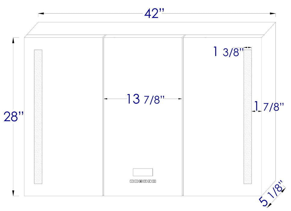 42" x 28" Triple Door LED Light Bluetooth Medicine Cabinet