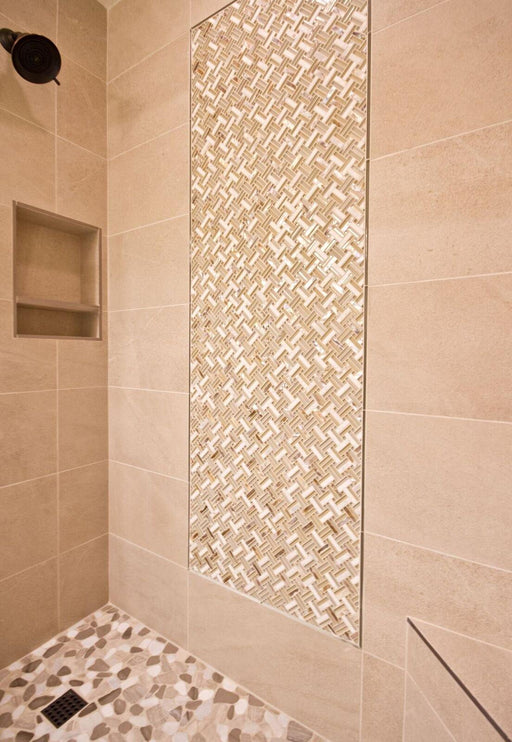 Pearl Beach 2By Basketweave Mosaic - Unique Design Solutions