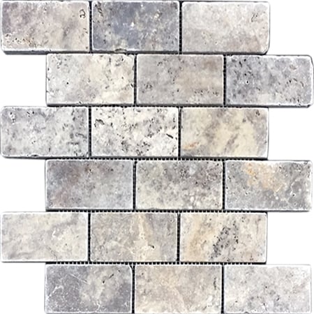 Silver Tumbled 2 X4 - Bravo Tile