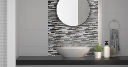 Titanium, Stainless and White Glass Linear Mosaic - Unique Design Solutions