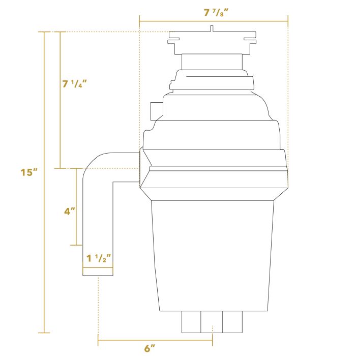 Whitehaus  High Efficiency Garbage Disposal with Stainless Steel Flange and Quiet Operation