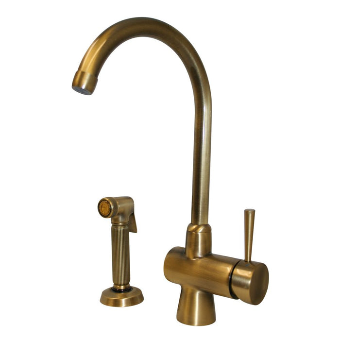 Whitehaus Goose Neck Swivel Kitchen Faucet & Side Spray