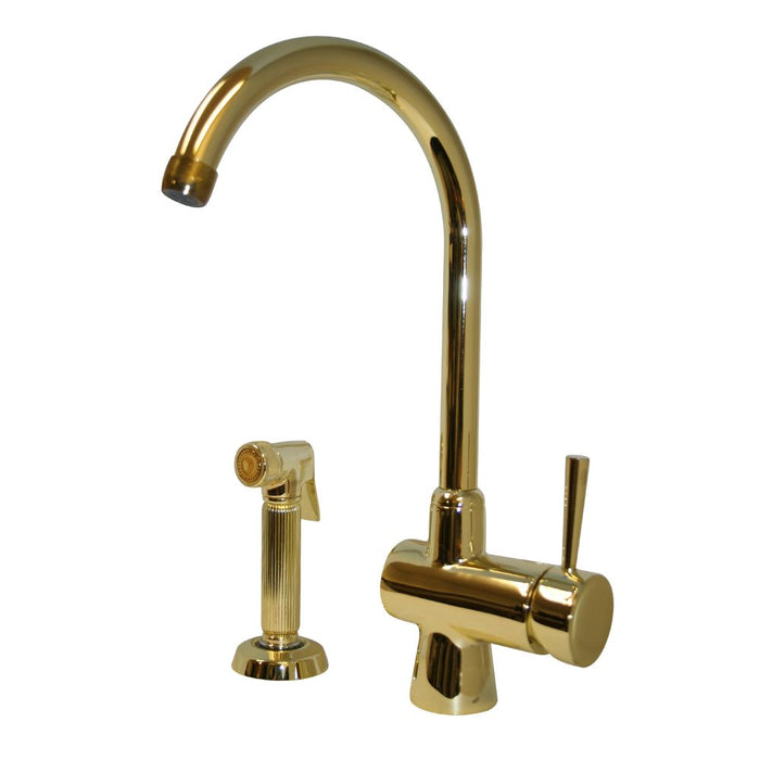 Whitehaus Goose Neck Swivel Kitchen Faucet & Side Spray