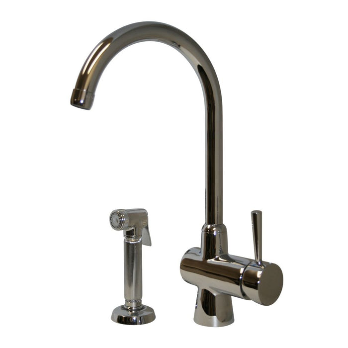 Whitehaus Goose Neck Swivel Kitchen Faucet & Side Spray