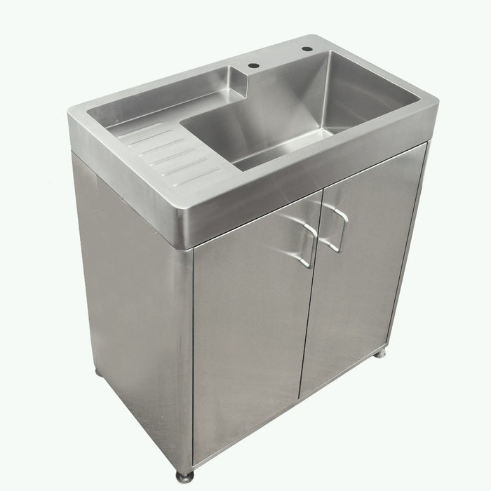 Whitehaus Pearlhaus Brushed Stainless Steel Cabinet with Sink