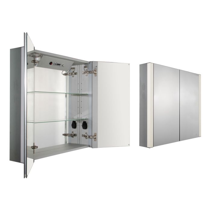 Whitehaus  Musichaus Double Door Medicine Cabinet in Aluminum