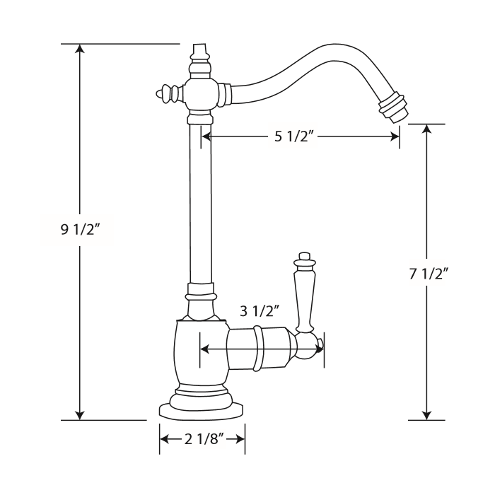 Whitehaus WHFH-C1006 Point of Use Cold Water Faucet with Traditional Spout Point of Use Cold Water Faucet with Traditional Spout