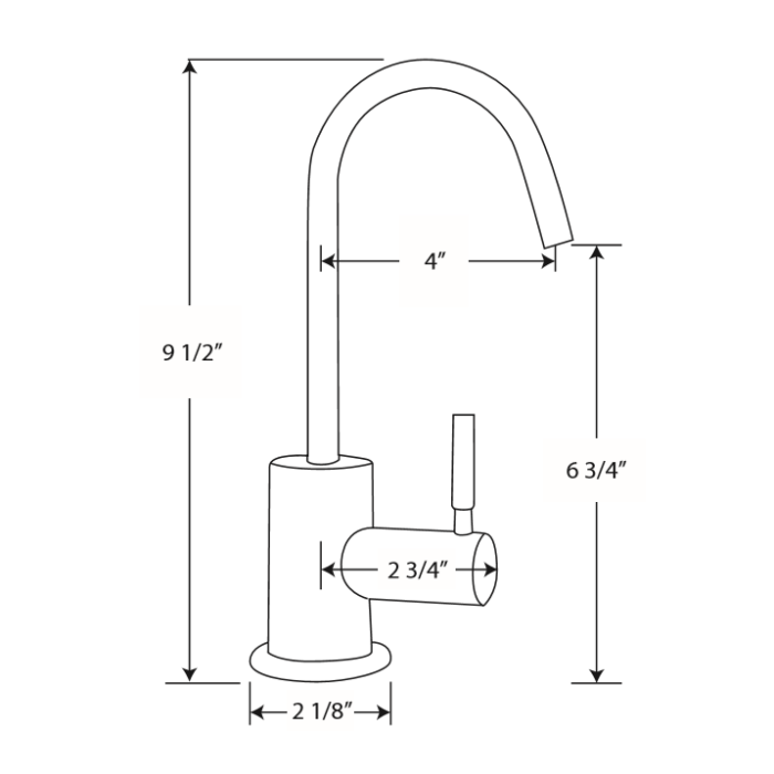 Whitehaus  Point of Use Cold Water Faucet with Contemporary Spout