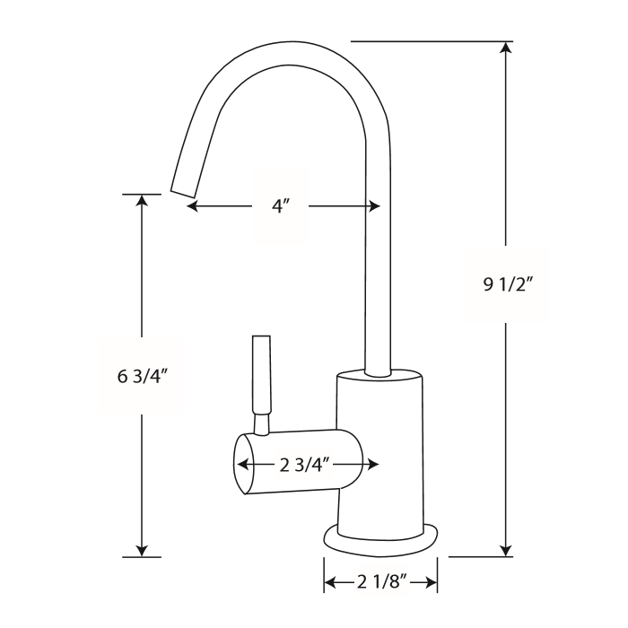 Whitehaus Point of Use Instant Hot Water Faucet with Self Closing Handle