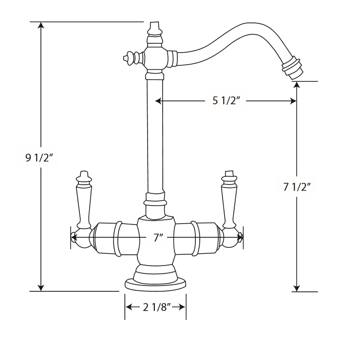 Whitehaus Point of Use Instant Hot/Cold Water Faucet with Traditional Spout
