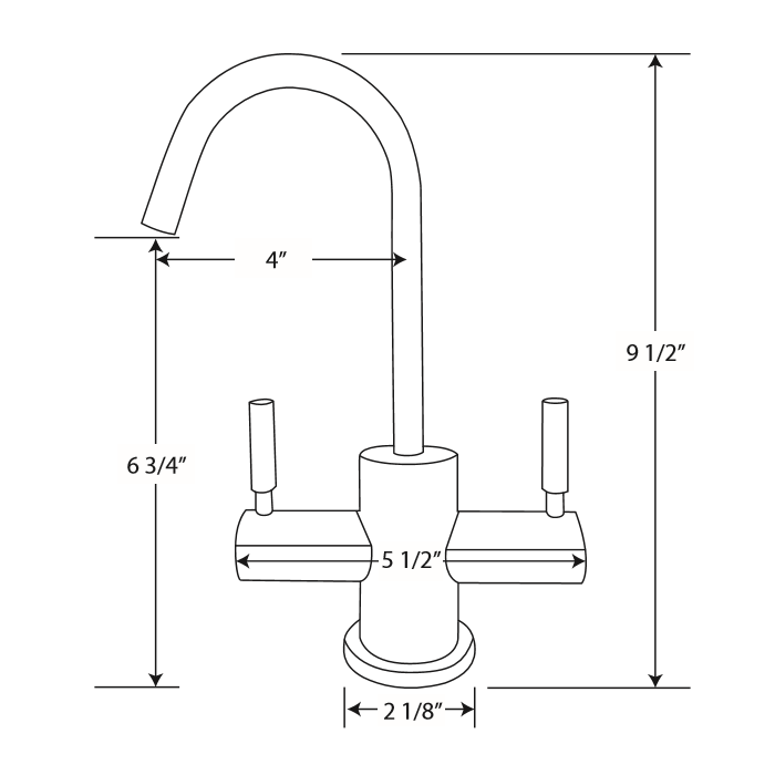 Whitehaus Point of Use Instant Hot/Cold Water Faucet with Contemporary Spout