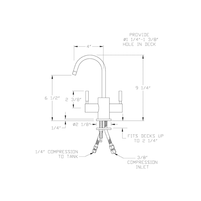 Whitehaus Brass Deck Mount Kitchen Hot+Cold Water Dispenser