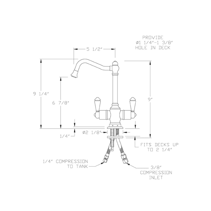 Whitehaus  Brass Deck Mount Kitchen Hot & Cold Water Dispenser
