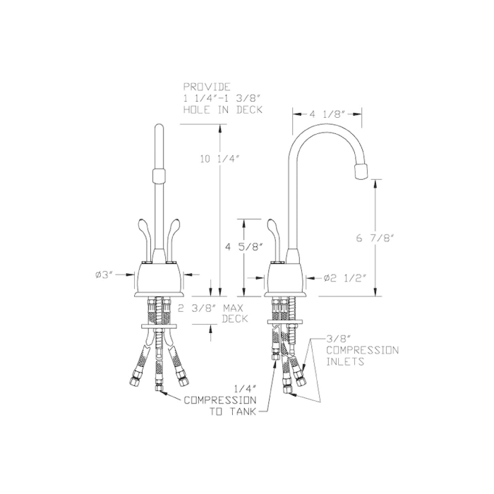 Whitehaus Brass Deck Mount Kitchen Hot & Cold Water Dispenser
