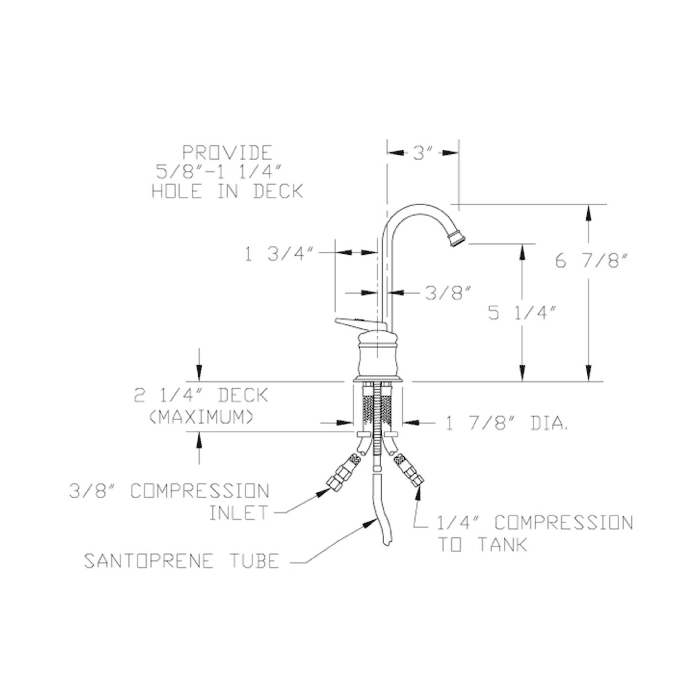 Whitehaus Brass Kitchen Instant Hot Water Deck Mount Dispenser