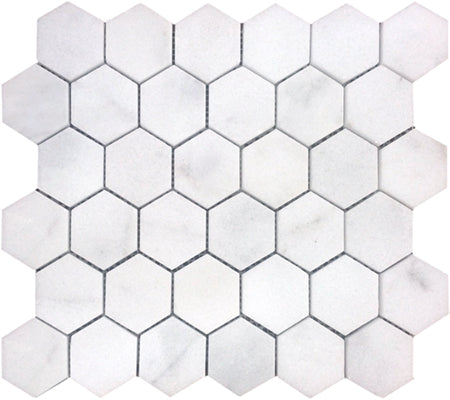 White Carrara Hexagon Mosaic - Bravo Tile