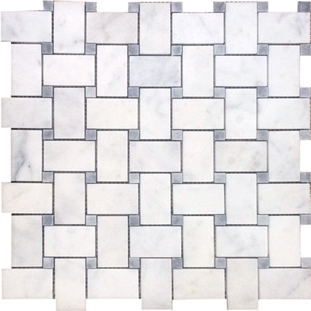 White Carrara Basketweave Mosaic - Bravo Tile
