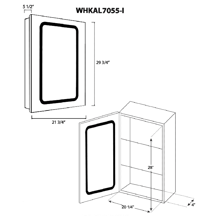 Whitehaus  Recessed Single Door Cabinet with Adjustable Shelves