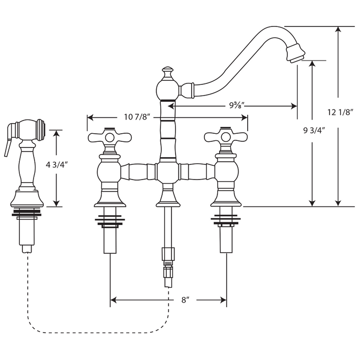 Whitehaus Vintage III Plus Bridge Faucet w/ Cross Handles