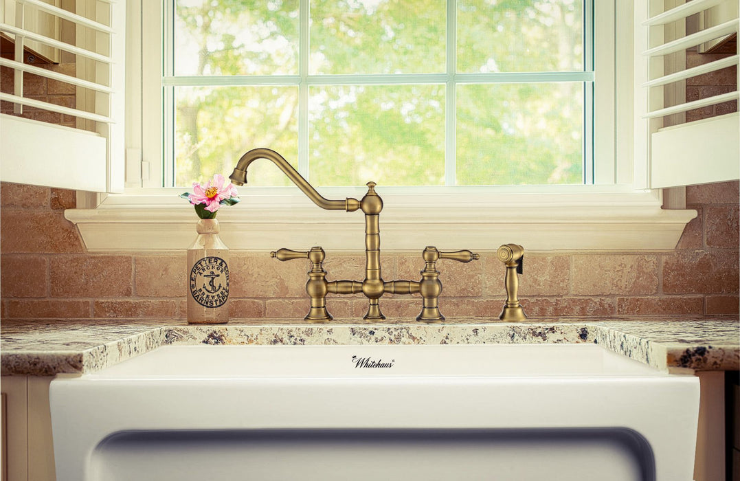 Whitehaus Vintage III Plus Bridge Faucet w/ Lever Handles