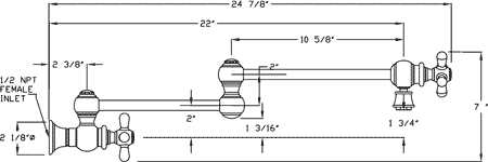 Whitehaus  Wall Mount Cross Retractable Kitchen Pot Filler
