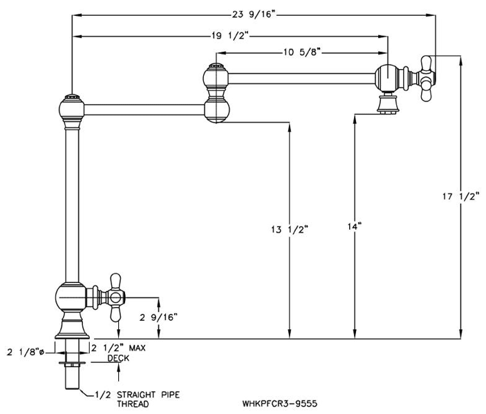 Whitehaus Single Hole Deck Mount Double Jointed Pot Filler