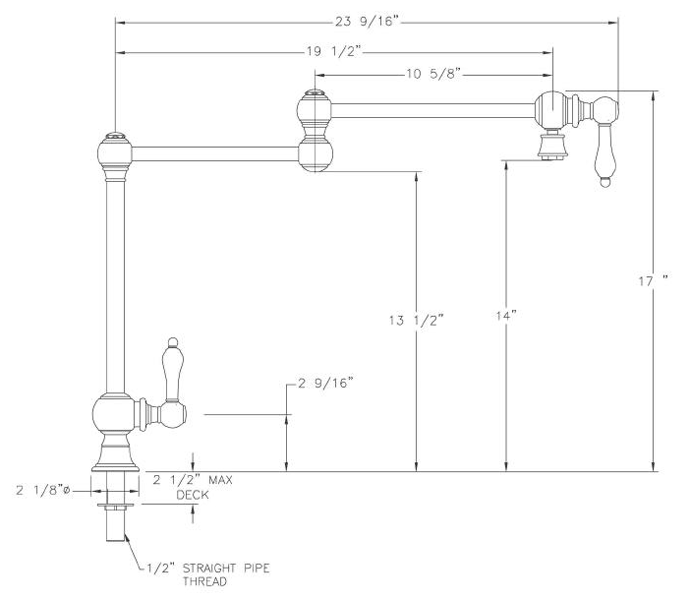 Whitehaus  Deck Mount Double Jointed Traditional Pot Filler