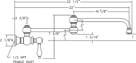 Whitehaus Wall Mount Lever Retractable Kitchen Pot Filler