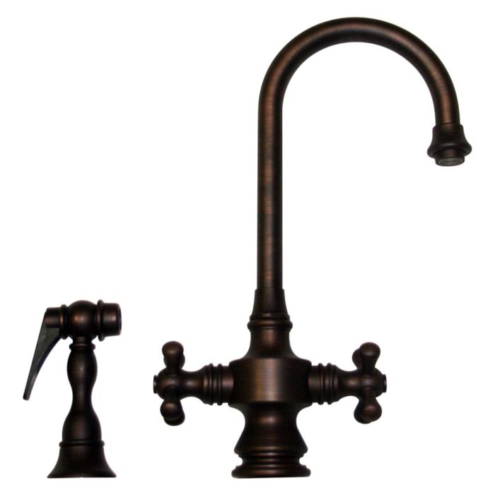 Whitehaus Vintage III Dual Handle Prep Faucet with Side Spray