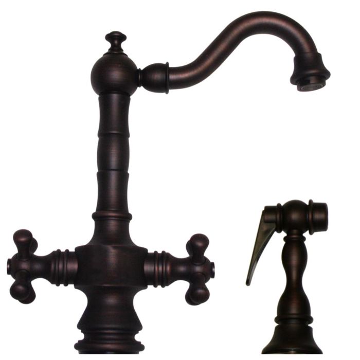 Whitehaus  Vintage III Dual Handle Traditional Prep Faucet with Side Spray