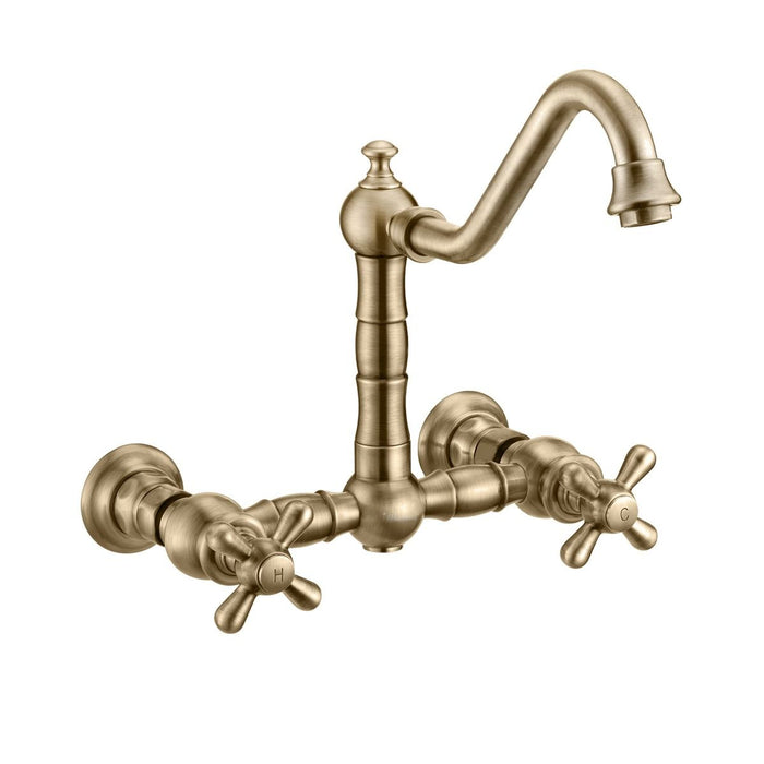 Whitehaus Vintage III Plus Wall Mount Faucet with Solid Brass Side Spray